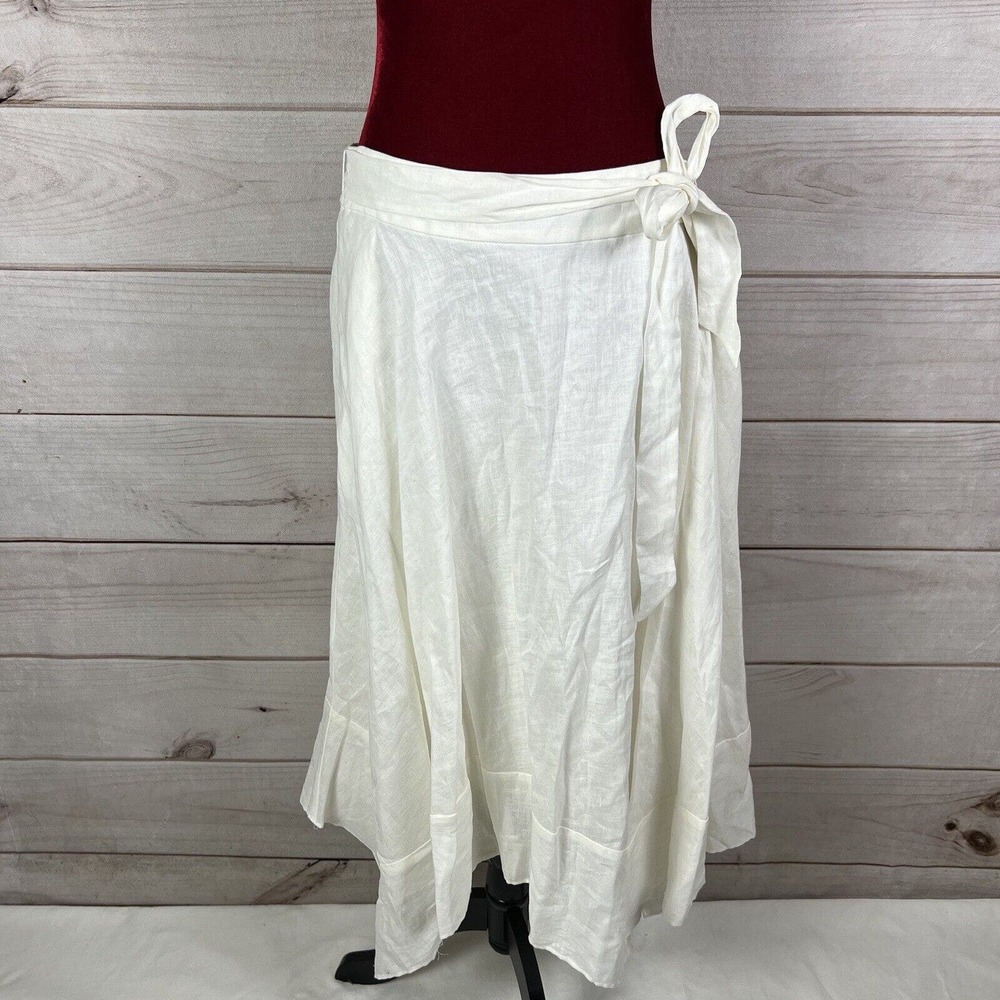 DKNY PURE Midi A-Line Skirt Asymmetrical Linen